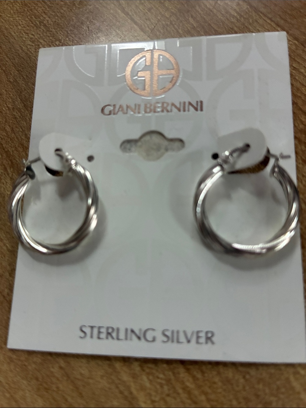 GIANI BERNINI STERLING SILVER TWIST HOOP EARRINGS NWT MACYS